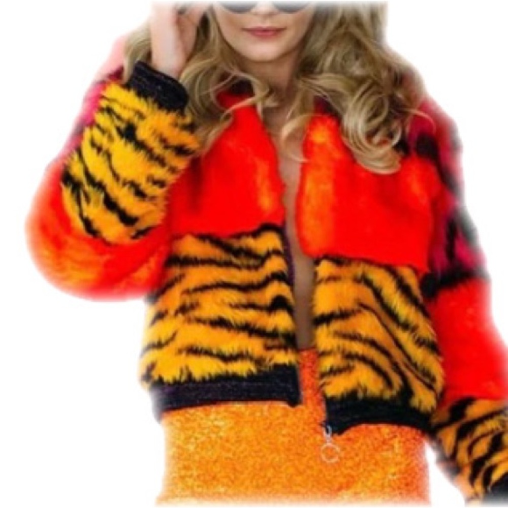 Colorful Faux Fur Women's  Jacket